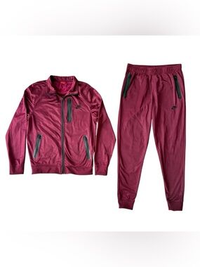 Nike Tracksuit Set Burgundy Mens M Full Zip Unisex Streetwear Athleisure Lounge